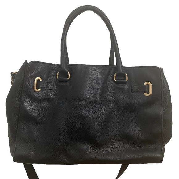 MICHAEL Michael Kors Hamilton Large Black Pebbled Leather Satchel Shoulder Bag - Picture 3 of 16